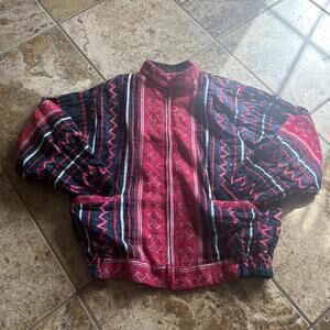 vintage aztec print reversible coat